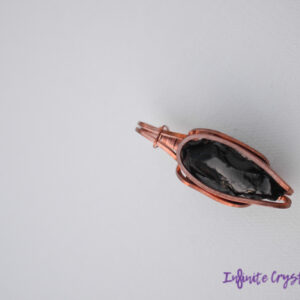 Copper Wrapped Obsidian Pendant-E