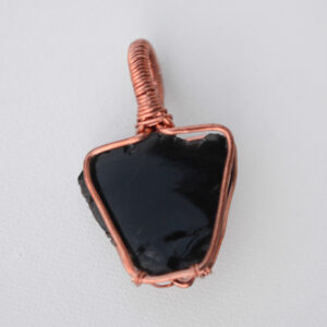 Copper Wrapped Obsidian Pendant-J