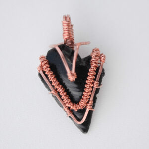 Copper Wrapped Obsidian Pendant-C