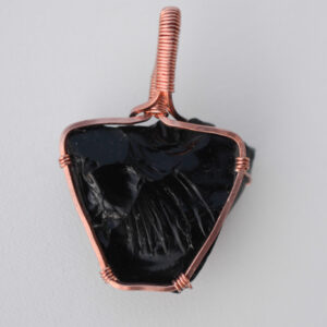 Copper Wrapped Obsidian Pendant-I