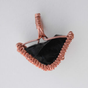 Copper Wrapped Obsidian Pendant-P